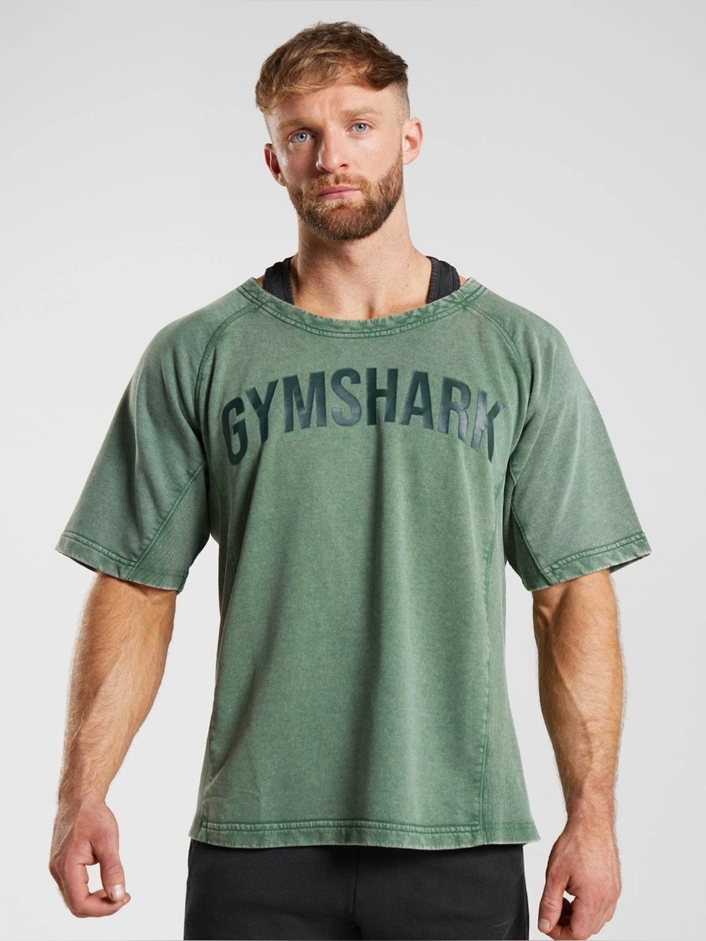 Gymshark Men’s Acid Wash Sage Green Heavyweight Oversized T-Shirt - Size Large